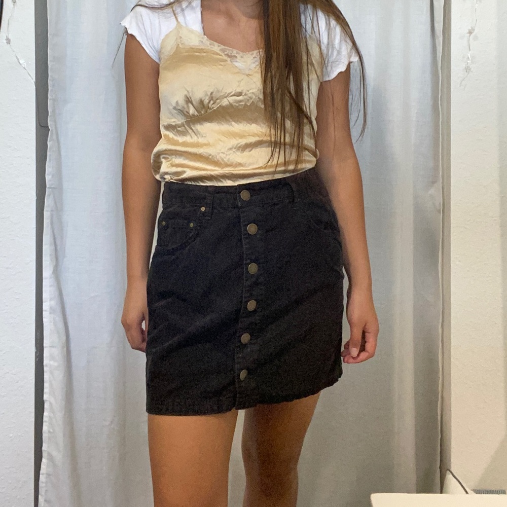 Billabong black corduroy button down skirt